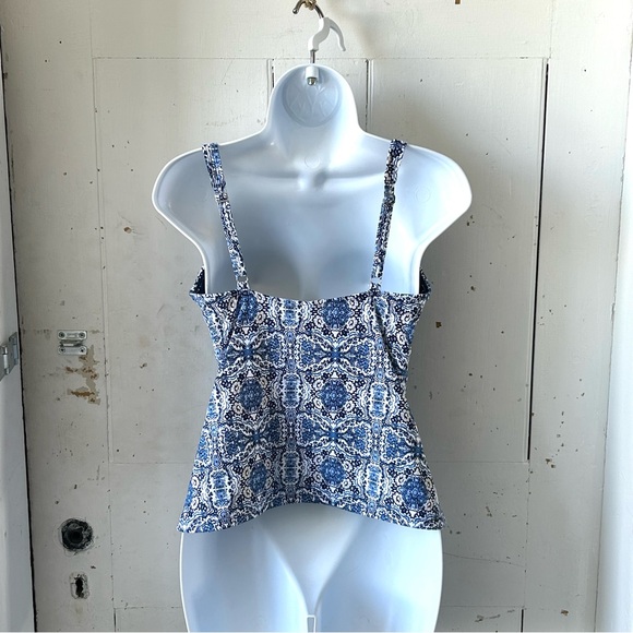 Nip Tuck Blue & White Print Tankini Swim Top - Picture 5 of 11